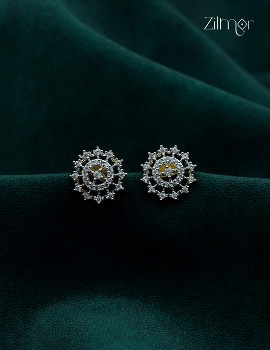 Gold Tone AD Stone Stud Earrings - AF1013023