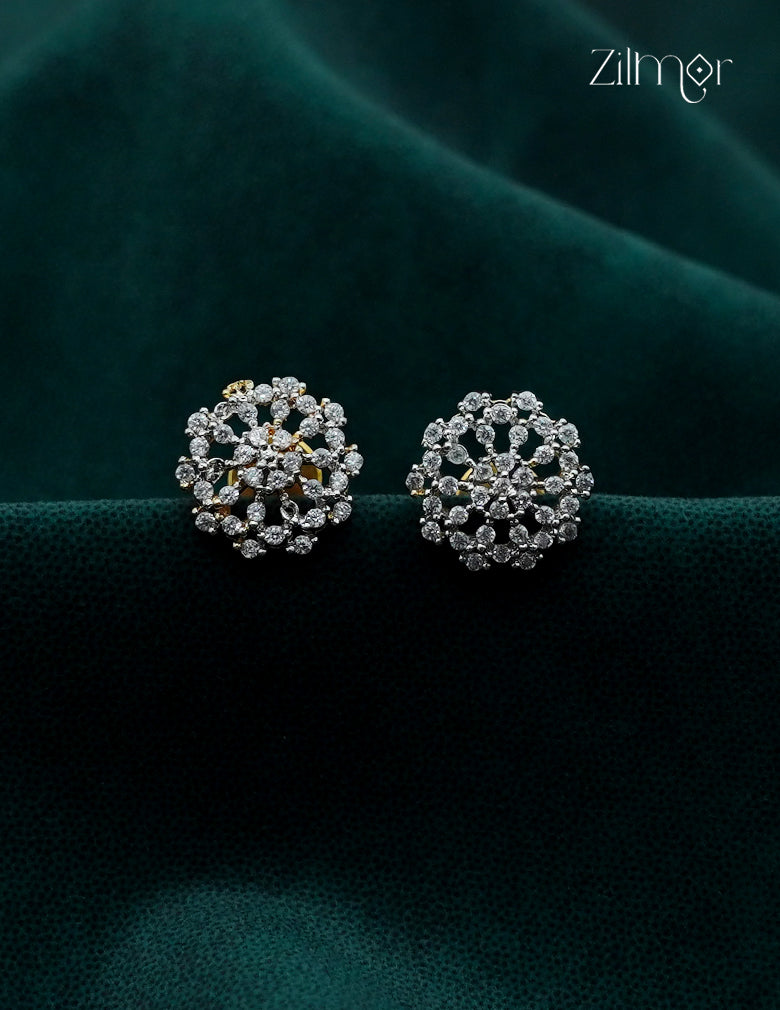 Gold Tone AD Stone Stud Earrings  - AF1013024
