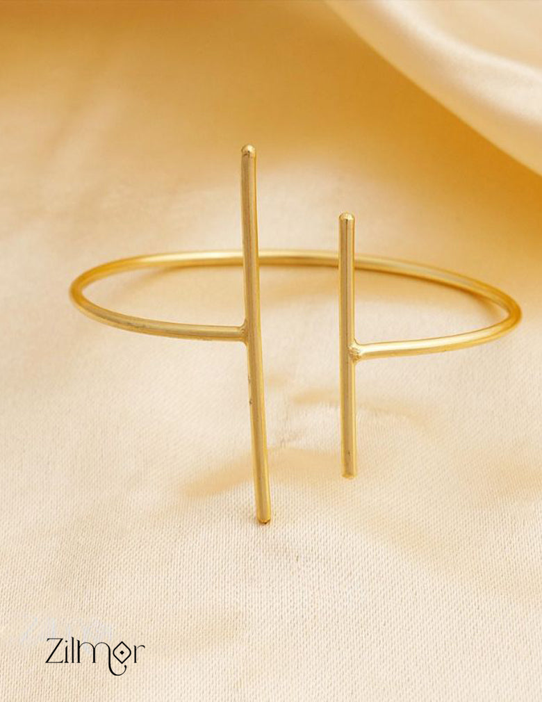 Gold plated  Parallel bars simple Bangle - KC100698 2-Zilmor