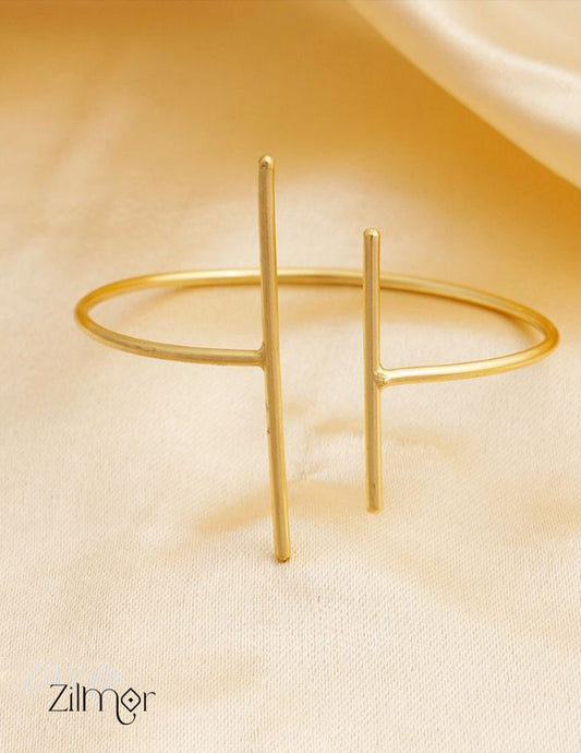 Gold plated  Parallel bars simple Bangle - KC100698 2-Zilmor