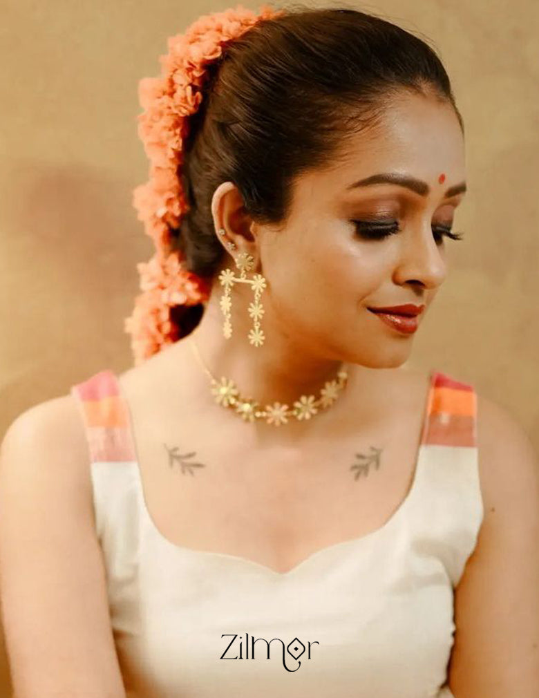 Gold sunflower Necklace With Earrings - AS100857 3-Zilmor