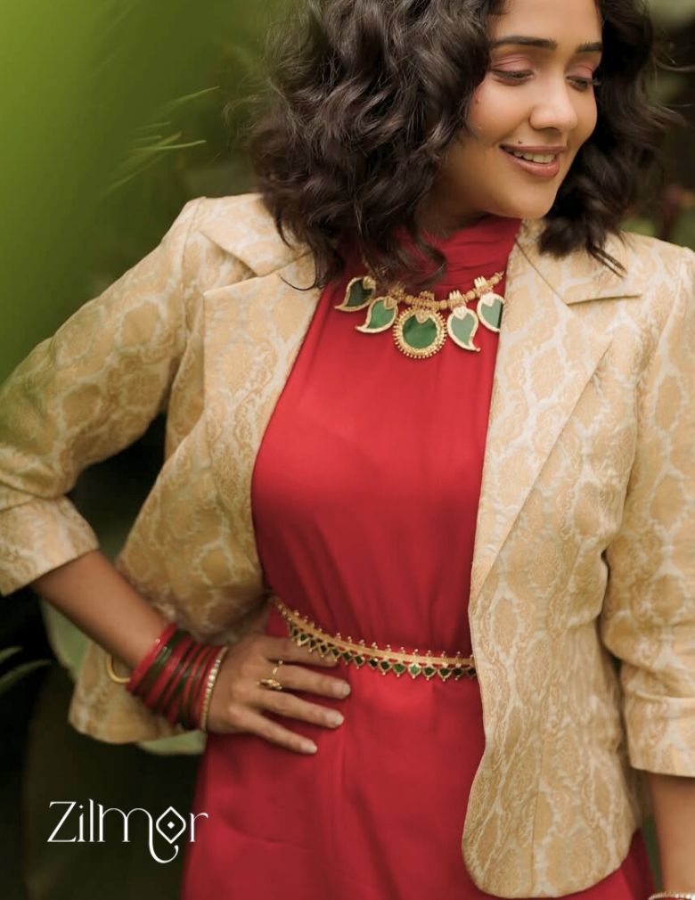 Gold tone Long palakka Haram Necklace (color option)