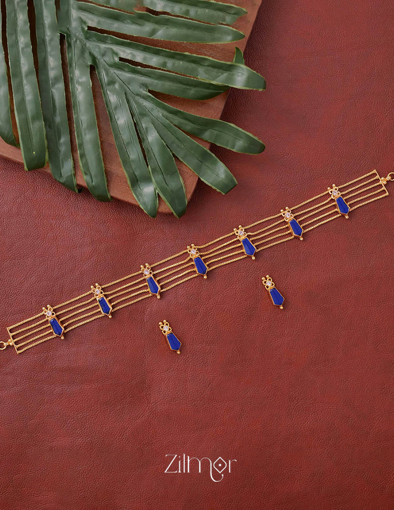 Gold tone nagapadam choker with matching Earring AG10101 3-Zilmor