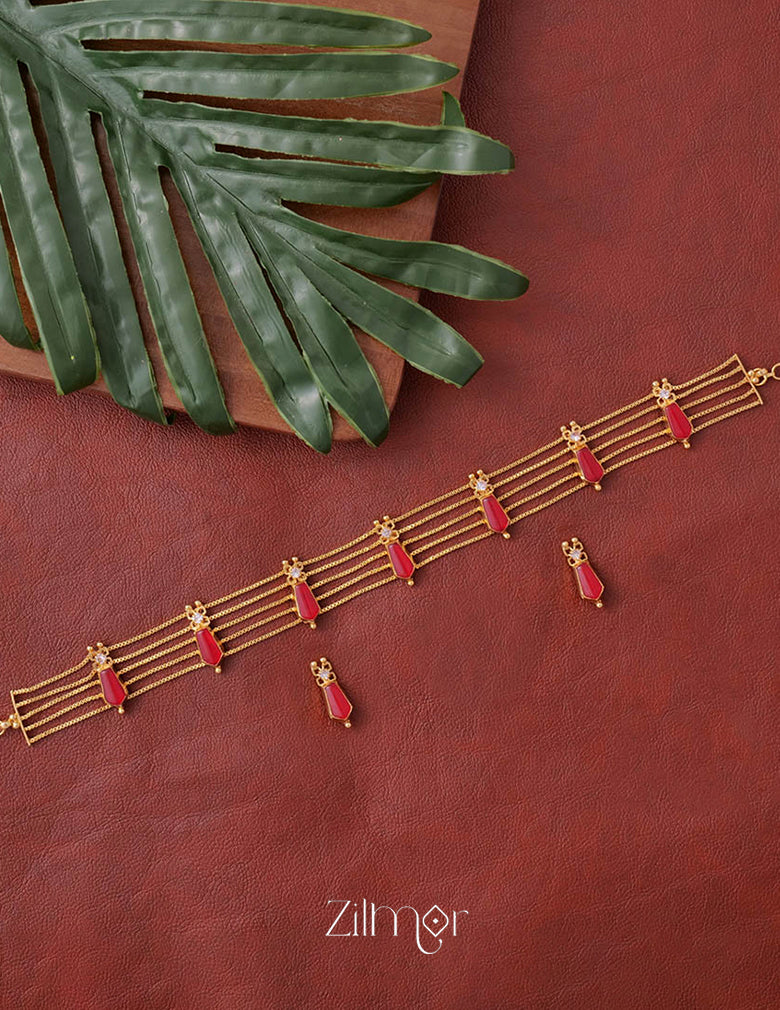 Gold tone nagapadam choker with matching Earring AG10101 4-Zilmor