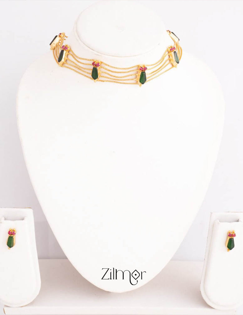 Gold tone nagapadam choker with matching Earring AG10101 5-Zilmor