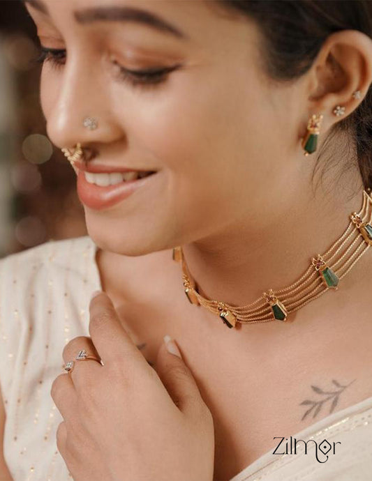 Gold tone nagapadam choker with matching Earring AG10101