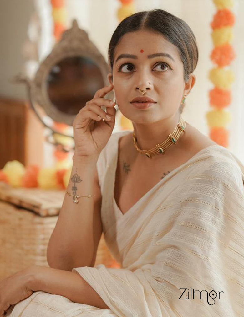 Gold tone nagapadam choker with matching Earring AG10101 7-Zilmor