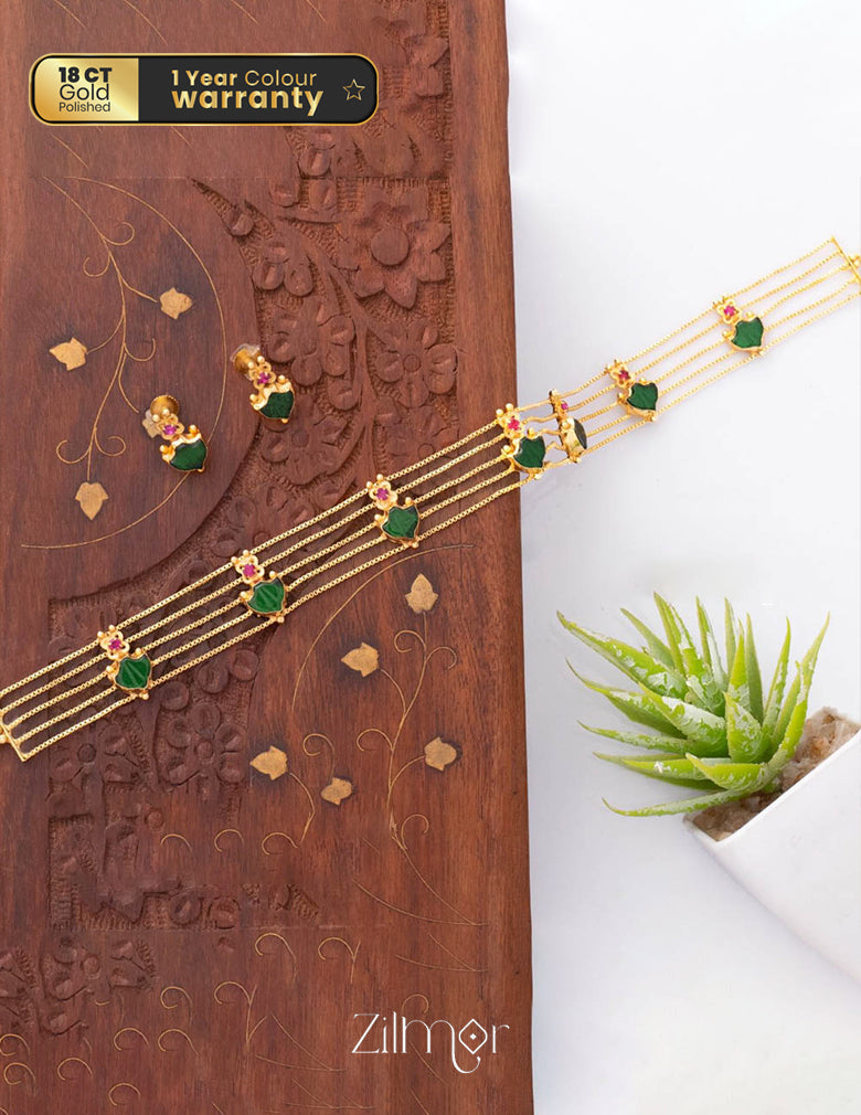 Gold tone palakka choker necklace set with Earrings AG10102
