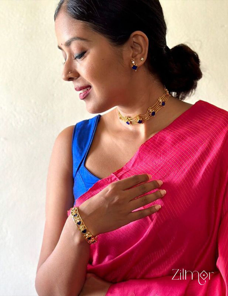 Gold tone palakka choker necklace set with Earrings AG10102