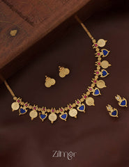Gold tone palakka coin Necklace Earrings set - PP100234