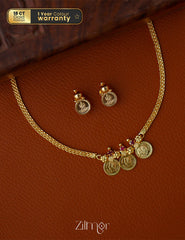 Gold tone small Kaashu chain with Matching Earrings 2-Zilmor