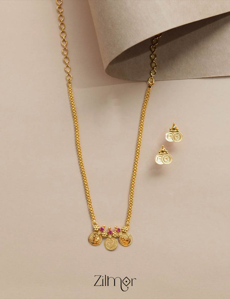 Gold tone small Kaashu chain with Matching Earrings 4-Zilmor