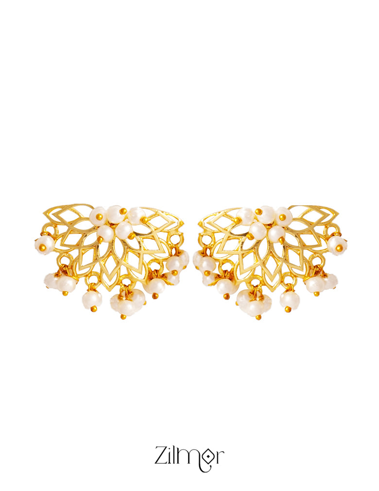 Gold toned Pearl Clustering stud Earrings - AS100422 3-Zilmor