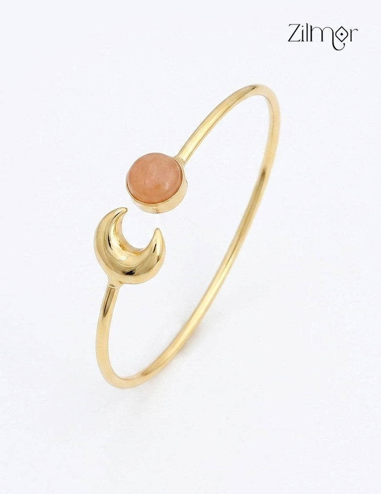 Golden Adjustable Half Moon Bracelet Bangle - AS1012187