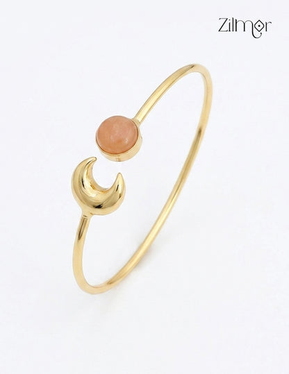 Golden Adjustable Half Moon Bracelet Bangle - AS1012187