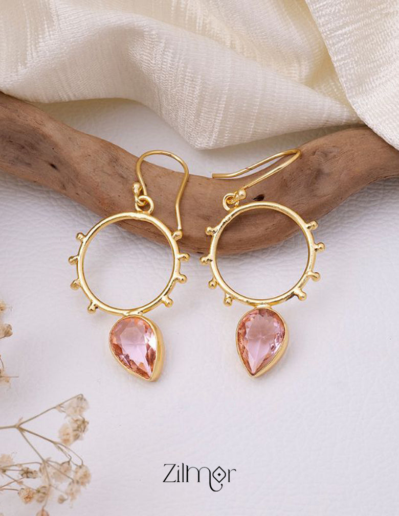 Golden Circle Dotted Drop Earrings - AS100760 2-Zilmor