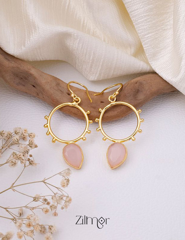 Golden Circle Dotted Drop Earrings - AS100760 3-Zilmor