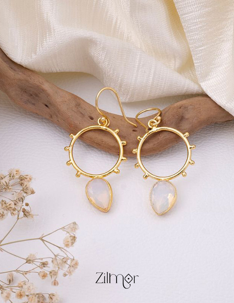 Golden Circle Dotted Drop Earrings - AS100760