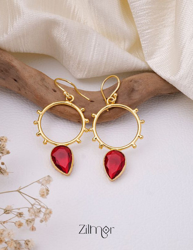 Golden Circle Dotted Drop Earrings - AS100760 6-Zilmor