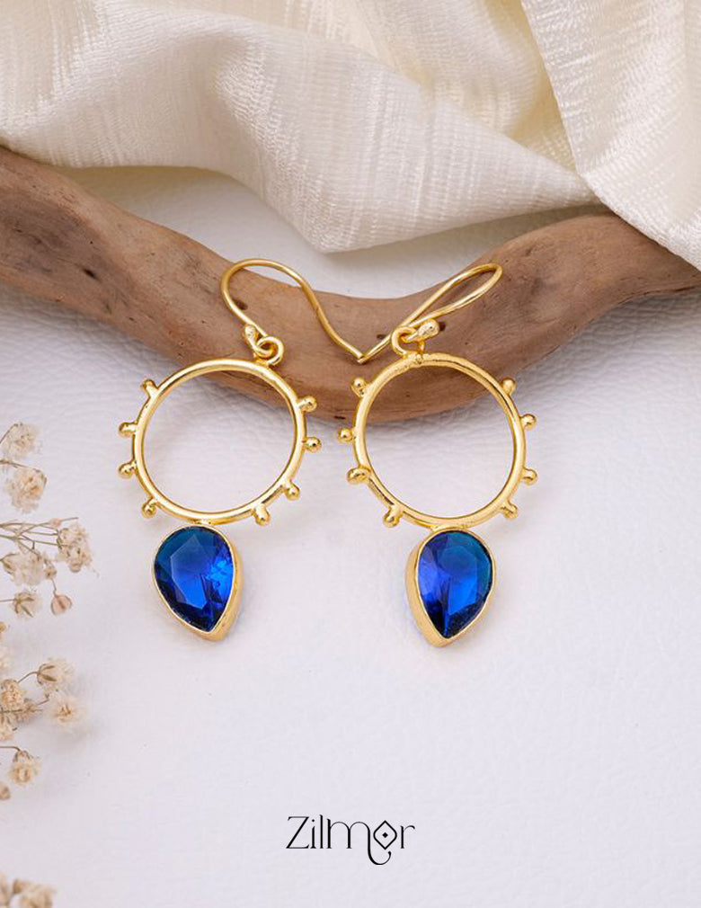 Golden Circle Dotted Drop Earrings - AS100760