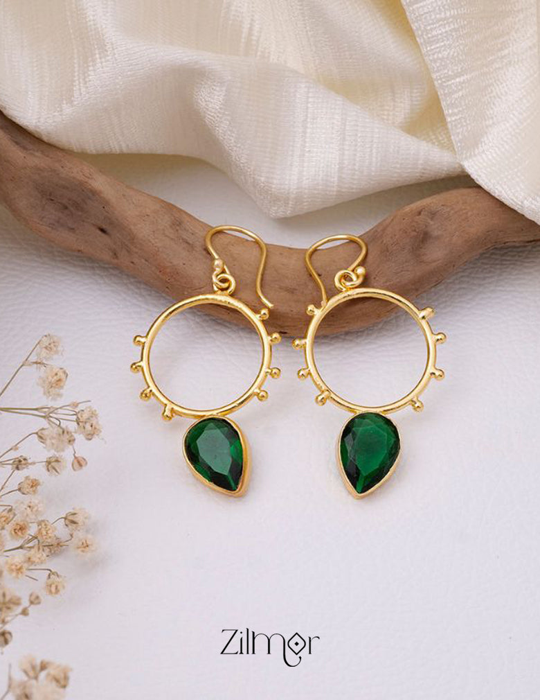 Golden Circle Dotted Drop Earrings - AS100760