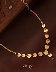 Goldtone Kaashu Lakshmi Coin Short Necklace AG100175 2-Zilmor