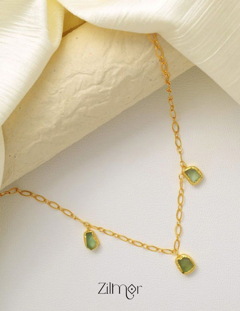 Goldtone Natural Raw Stone Necklace - KY100218