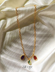 Goldtone Natural Raw Stone Necklace - KY100218