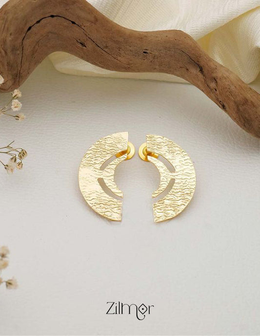 Half Moon Brass Stud Earrings - AS100734 1-Zilmor