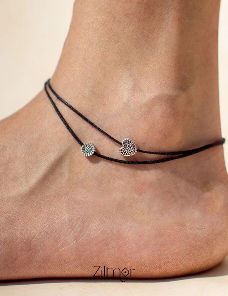Heart and flower charm Minimal Anklet - KY100271