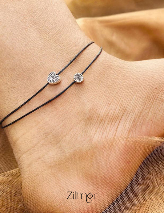 Heart and flower charm Minimal Anklet - KY100271