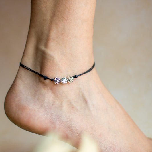 Aster Flower Charm Anklet