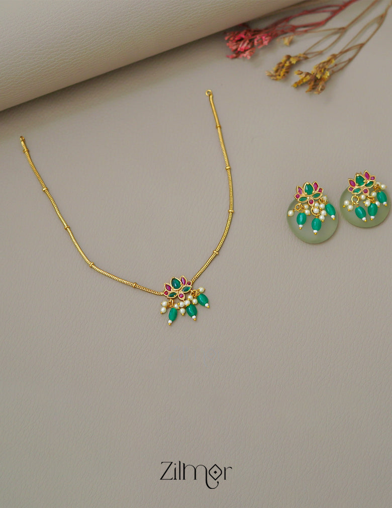 KA1011490 -   Antique Kemp Lotus Neckpiece Earrings Set 1-Zilmor