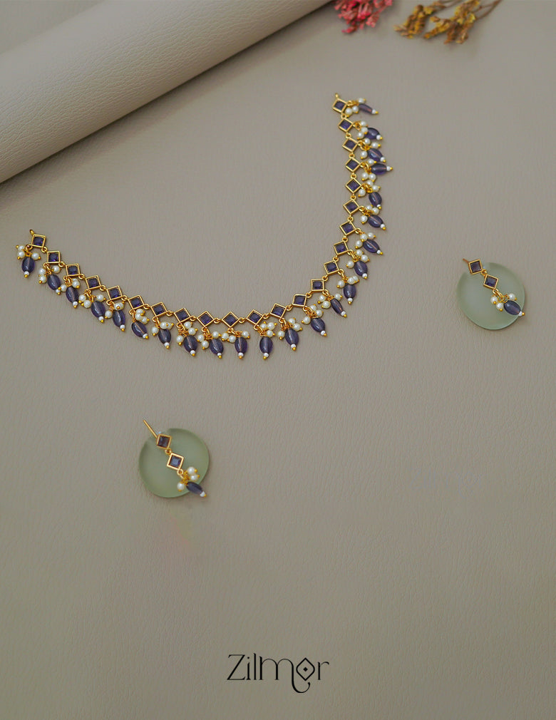 KA1011492 - Antique Kemp Stone Necklace Earrings Set (color option) 2-Zilmor