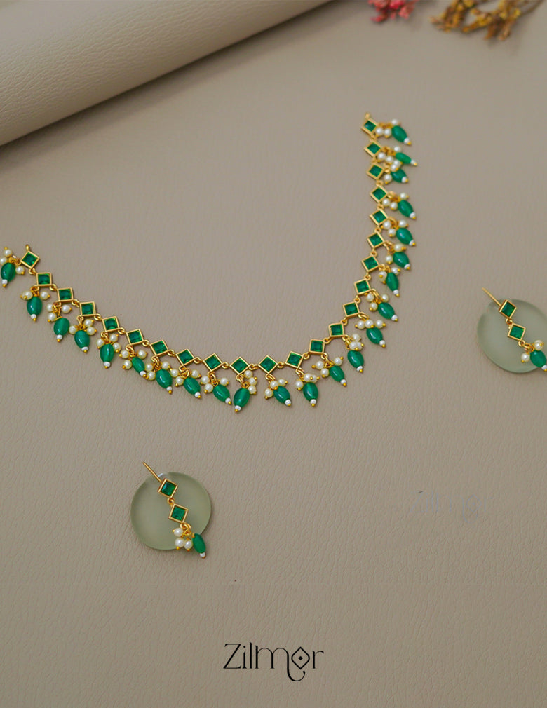 KA1011492 - Antique Kemp Stone Necklace Earrings Set (color option) 3-Zilmor