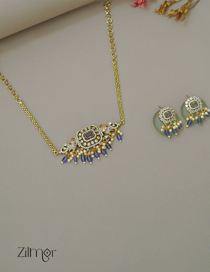 KA1011494 -   Antique AD Stone Haati Neckpiece Earrings Set 2-Zilmor