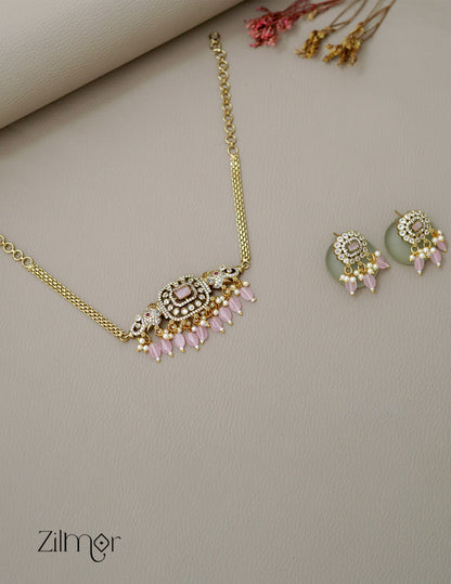 KA1011494 -   Antique AD Stone Haati Neckpiece Earrings Set 1-Zilmor