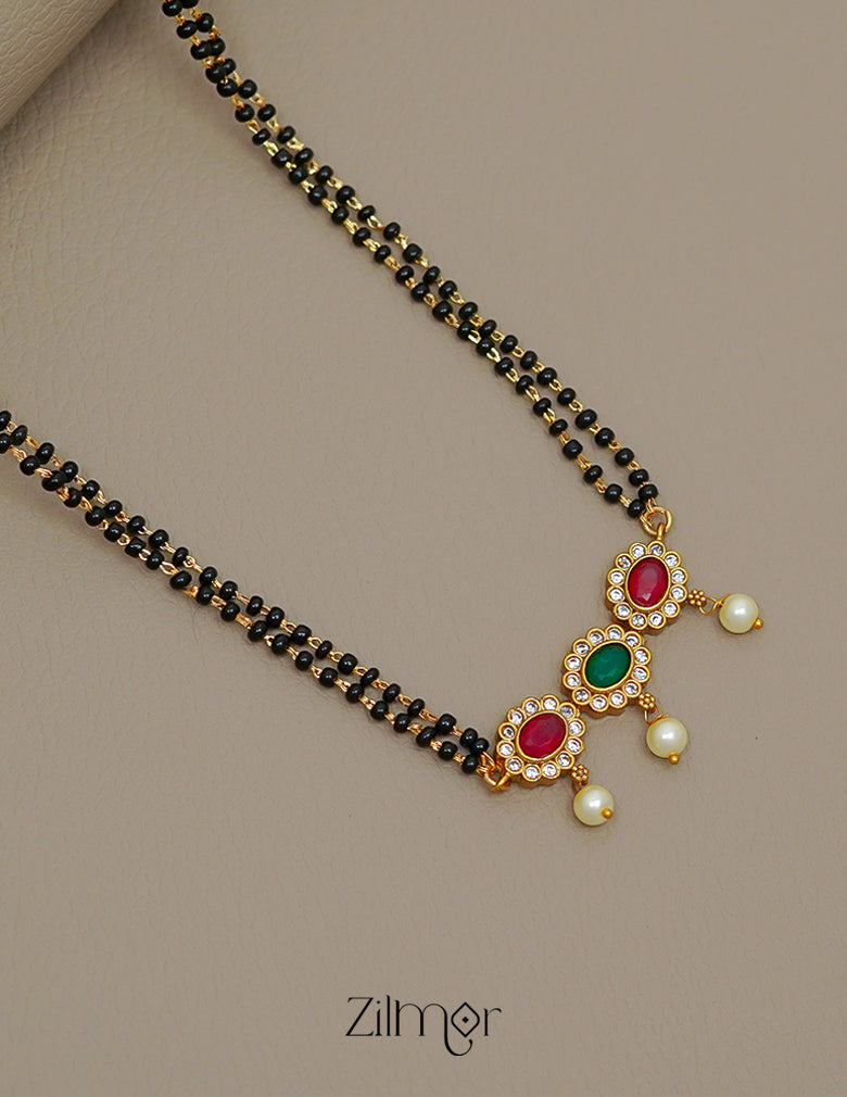 KA1011496- Semi Precious & AD Stone With Pearl Pendant Mangalsutra 2-Zilmor