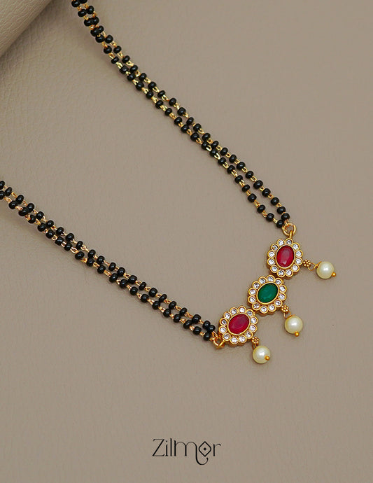 KA1011496- Semi Precious & AD Stone With Pearl Pendant Mangalsutra