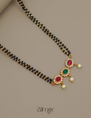 KA1011496- Semi Precious & AD Stone With Pearl Pendant Mangalsutra 2-Zilmor