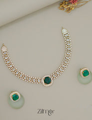 KA1011499 - AD Stone Choker Necklace Earrings Set (color option)