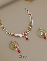 KA1011502 - AD Stone Choker Necklace Earrings Set (color option) 4-Zilmor