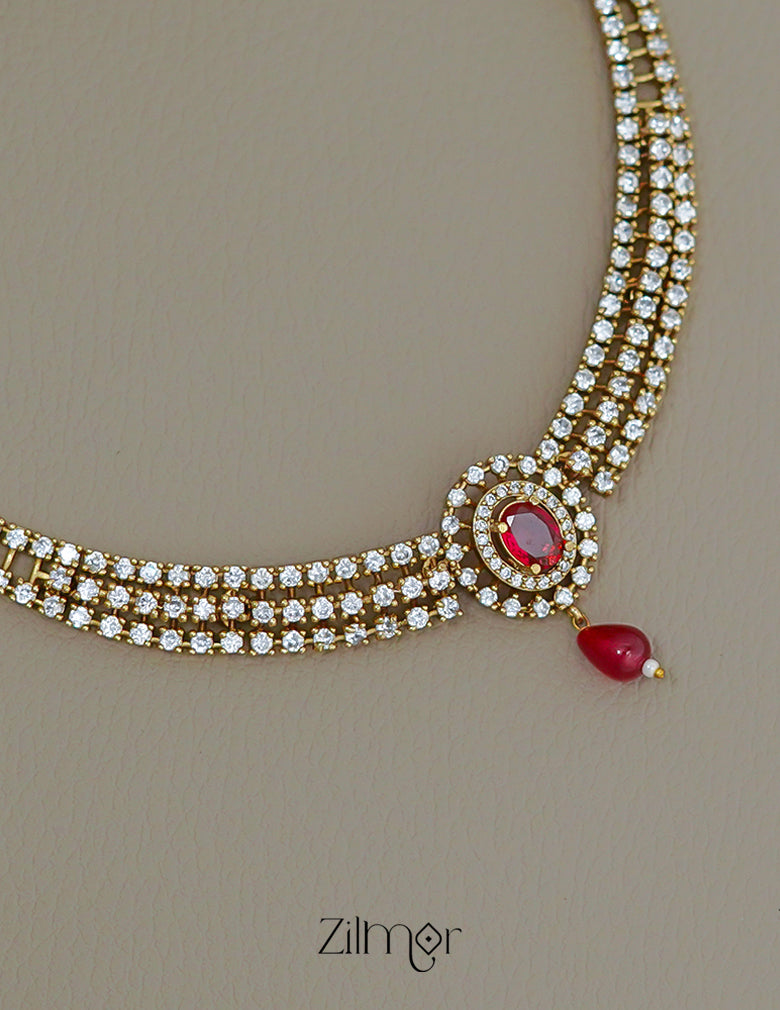 KA1011502 - AD Stone Choker Necklace Earrings Set (color option) 5-Zilmor