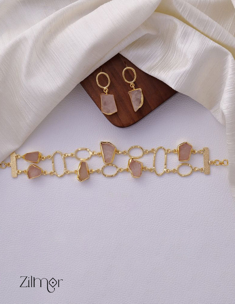 KE101041 - Natural Raw Stone Necklace Set (color option) 5-Zilmor