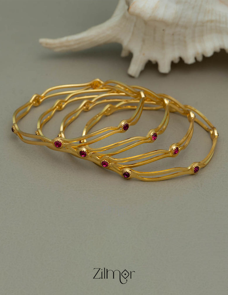 KF101674 - Gold Plated AD Stone Bangles 3-Zilmor