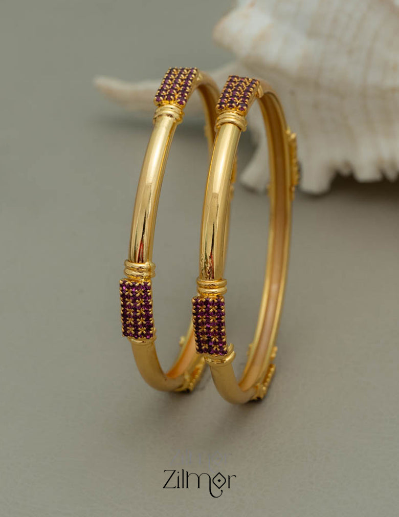 KF101676 - Gold Plated AD Stone Bangles 2-Zilmor