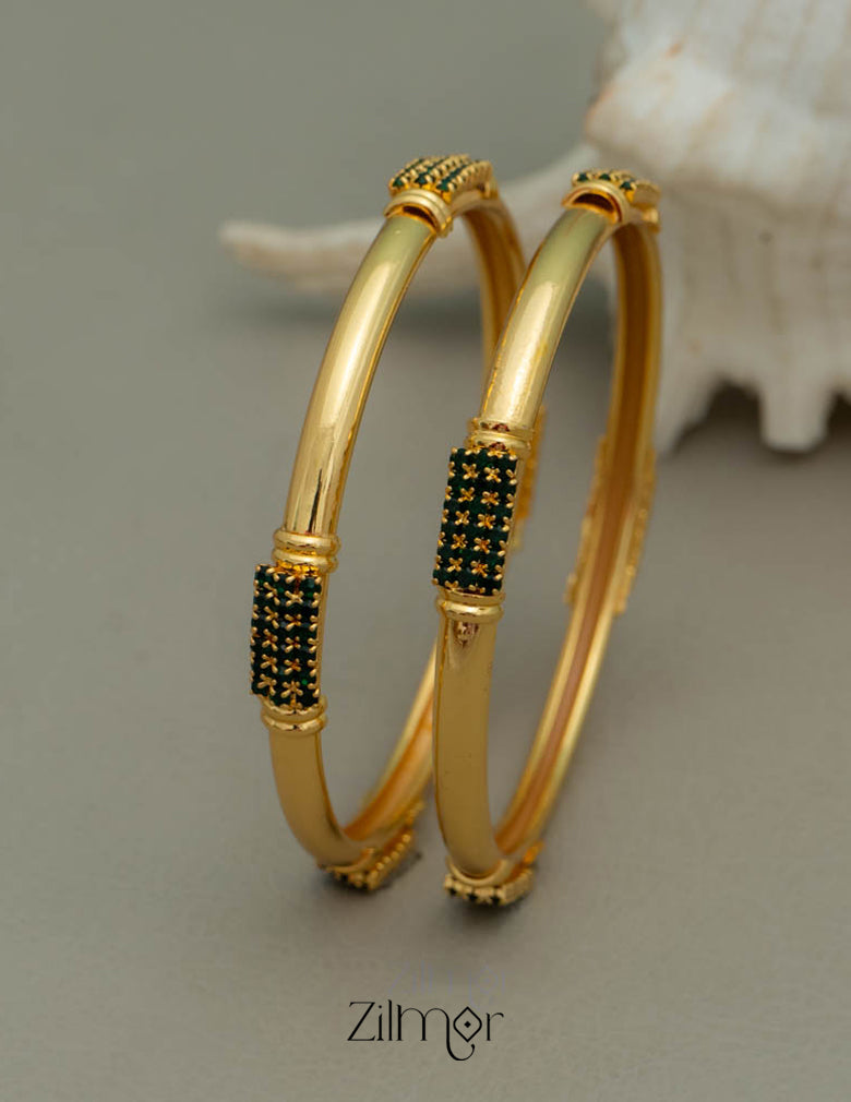 KF101676 - Gold Plated AD Stone Bangles 3-Zilmor