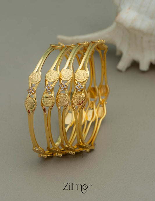 KF101677 - Gold Plated AD Stone Kashu Lakshmi Bangles