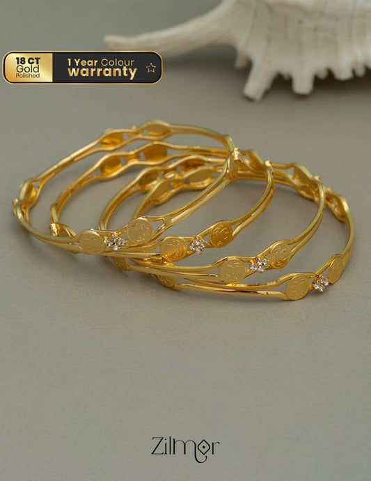 KF101677 - Gold Plated AD Stone Kashu Lakshmi Bangles