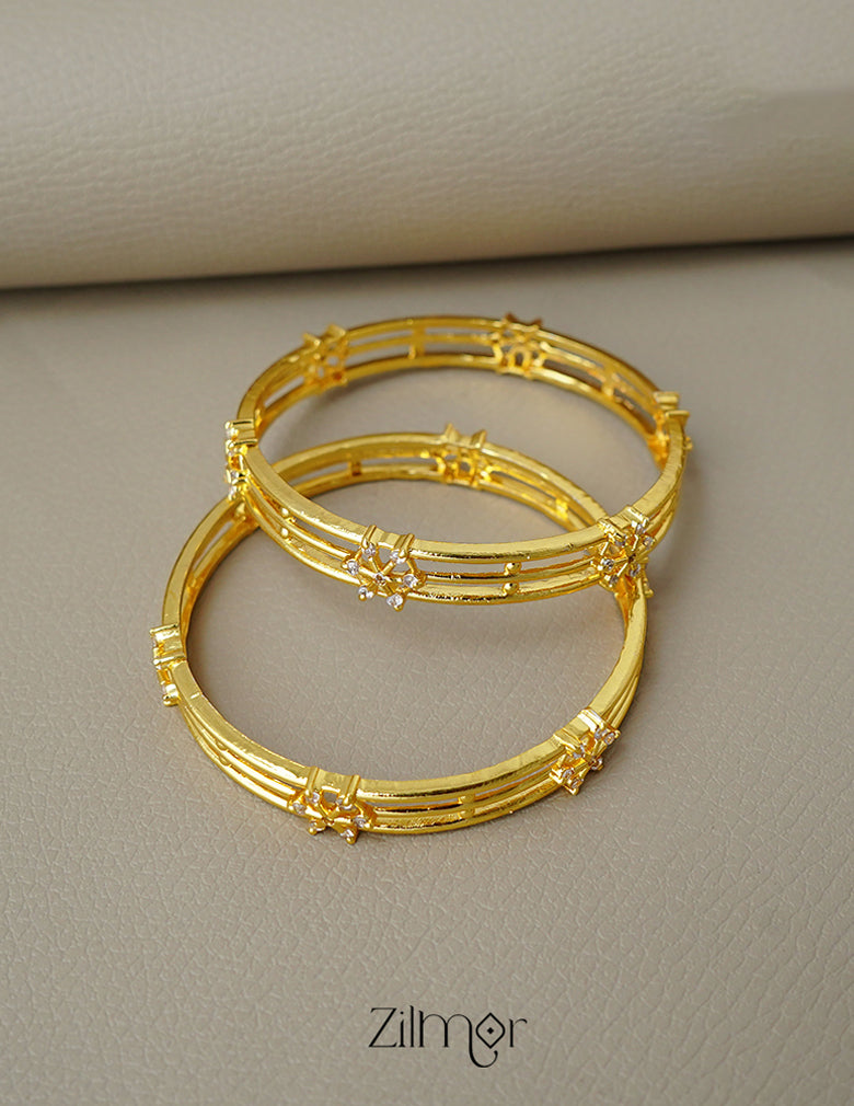 KF101753 - Gold Plated stone bangle (pair) 3-Zilmor